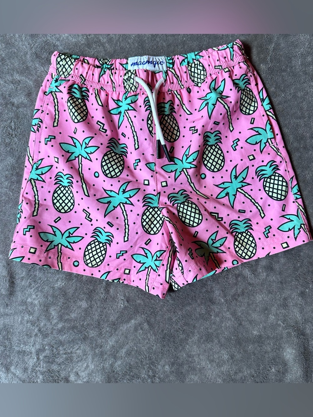 Maamgic Pink Pineapple Print Boy’s Swim Shorts Size 7